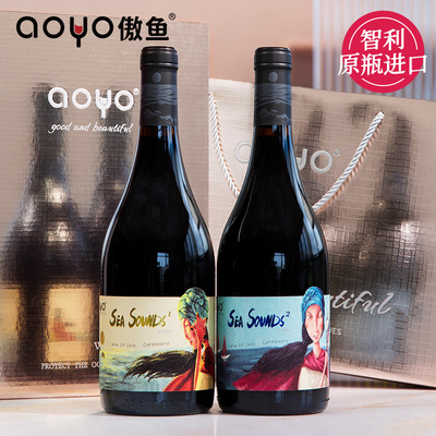 aoyo海的声音双支礼盒装佳美娜红葡萄酒750ml